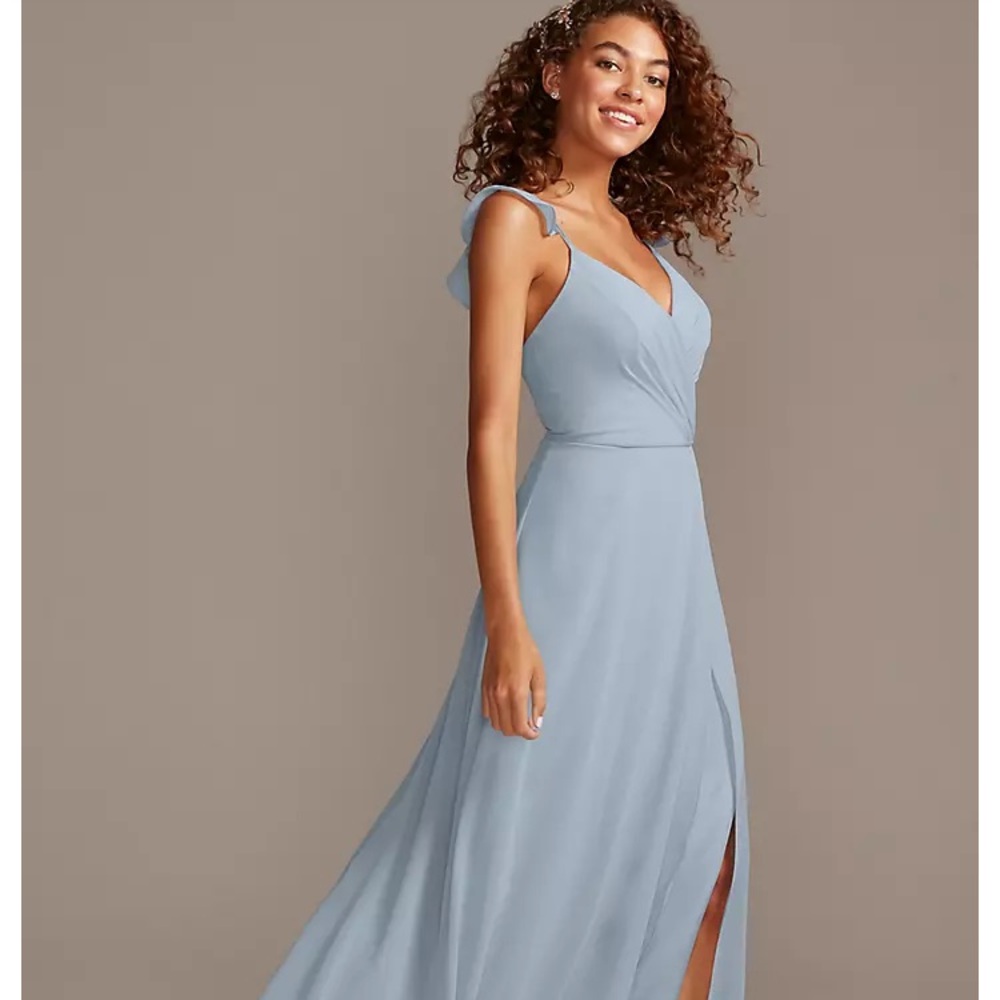Davids Bridal Ruffle Spaghetti Chiffon bridesmaid Dress